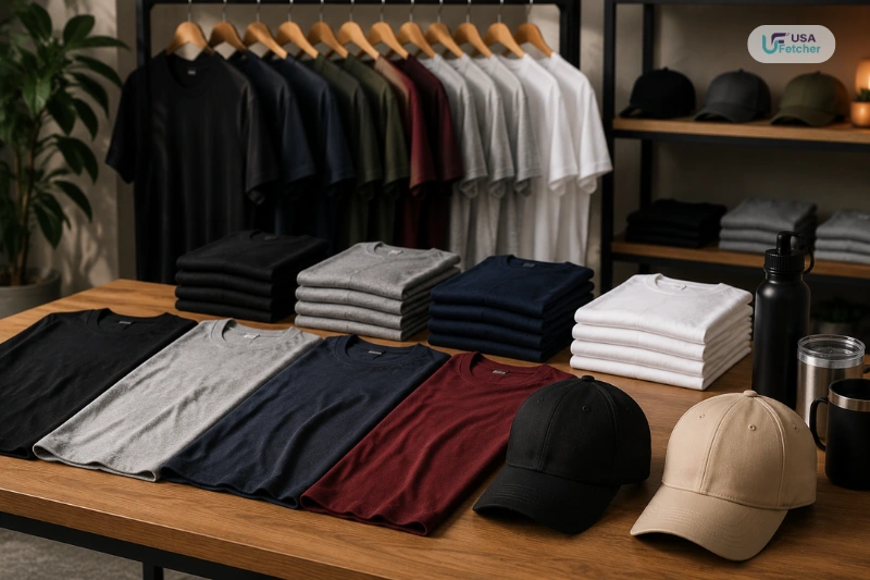 Casual apparel collection with t-shirts hats and lifestyle merchandise