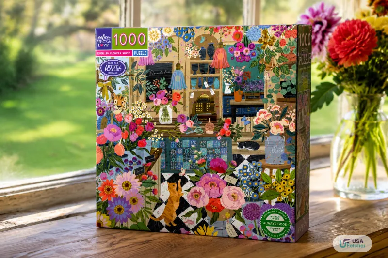eeBoo English Flower Shop 1000 piece puzzle packaging