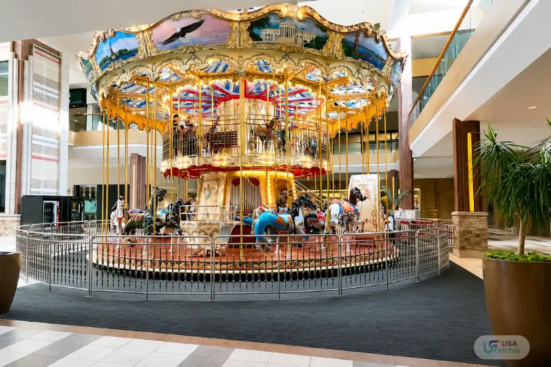 Classic indoor carousel attraction inside Oak Park Mall for families and visitors
