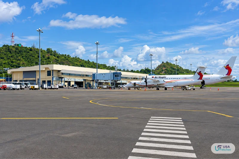 Air Niugini aircraft at a Papua New Guinea airport terminal
