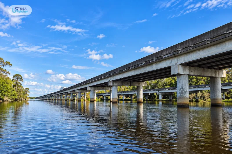 Manchac Swamp Bridge over Louisiana wetlands
