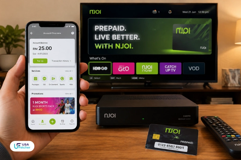 NJOI prepaid balance check using smartphone and decoder